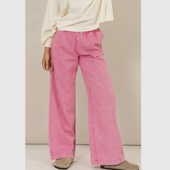 ROSE PINK Elastic High Waist Wide Leg Pants - Picture 4 of 11